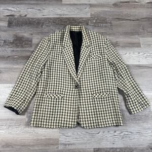 Vintage 90's Chad Stevens Bouclé Oversized Blazer Jacket Cream Black Wool